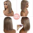 Belaved Ash Blonde Bob Wig Human Hair Upgrade 13x6 HD Lace Front Free Part Short Wigs Real Human Hair Short Straight with Baby Hair Natural Hairline 180% Density Beginner Friendly 14 Inch (Pink)