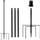 Smart Automatic Bird Feeder Pole Stand Compatible with Fsnap Birdfeeder 60 Inches Black Metal Birdhouse Pole for Outdoors Garden Wild Birds Feeding Station Watching