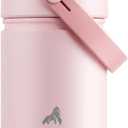 12 oz Kids Insulated Water Bottle for School: 2-in-1 Straw Spout Lid, Leakproof, BPA-Free, Keep Cold 24H, Insulated Stainless Steel Cup for Travel, Camping, Gift for Girls Daughters (Cotton Candy)