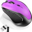 Mouse for MacBook Wireless Bluetooth Mouse Laptop MacBook Air Mac Pro Rechargeable Silent PC iPad Optical Mouse with Jiggler Dual Mode Switch Bluetooth 5.2/3.0 and 2.4GHz USB Type-C Receiver Purple