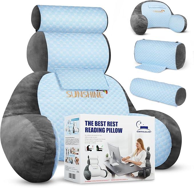 The Adjustable Large Back Pillow for Bed Sitting Up-Ergonomic Back, Neck, and Lumbar Support Pillow-Reading Pillow-Bed Pillow for Sitting Up - Perfect for Elderly, Pregnant Women, and Kids.