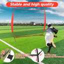 7x7ft  Portable Sport Net with Handbag and 12 Ground Nails. Stable Backstop Net for Softball, Lacrosse, Soccer, Baseball. Ball Stop Equipment for Backyard Garden TrainingOnly Block, Red 