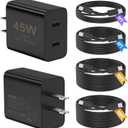Super Fast Samsung Charger Type C, 2Pack 45W Dual Port USB C Fast Charger Block with Long 60W 3/6/10/10FT USB C to C Cable for Samsung Galaxy S25/S25 Ultra/S25+/S24 Ultra /S24/S24+/S23/S22/iPhone 17