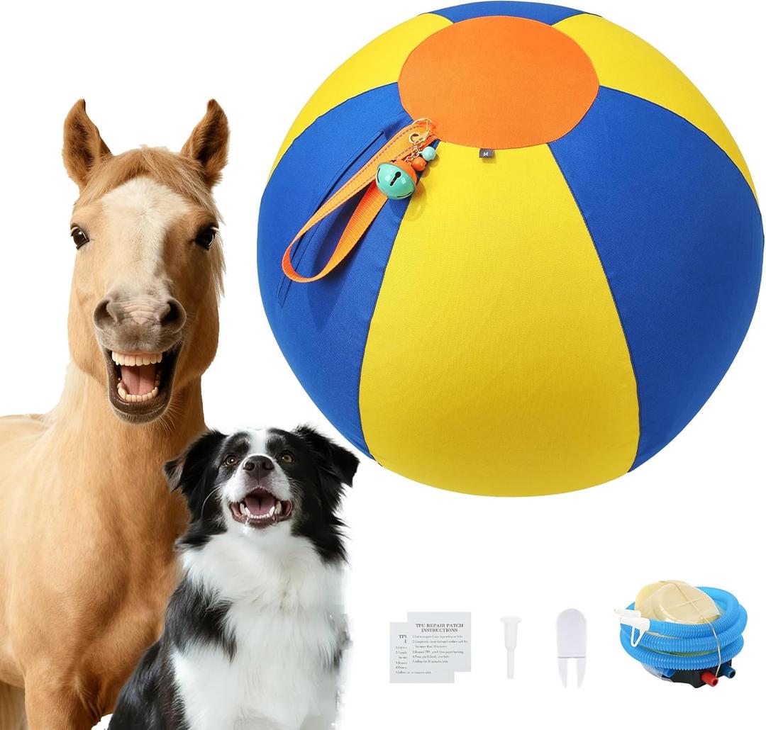 22" Herding Ball for Dogs  Orange & Blue Dog Ball for Large Dogs, Dog-Visible Colors, 900D Oxford Fabric, Non-Chew Interactive Dog Toy for Outdoor Training & Exercise (Yellow and Blue)