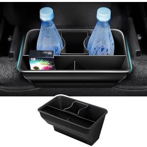 Karltys Rear Center Console Organizer for Tesla Model Y 2020-2024 2025 Accessories 2nd Row Back Seat Storage Box Under Seat Rear Middle Air Outlet Trash Can Container Bin ABS Black(Not for Juniper)