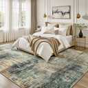 Lofus 8x10 Area Rug for Living Room, Coffee Green Abstract Large Rugs with Non-Slip Backing, Neutral Modern Washable Carpet for Bedroom Dining Room Home Office Nursery Indoor