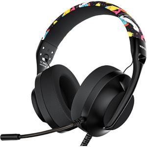 S30 Gaming Headset with Microphone,198g Lightweight Design, Wired Gaming Headphones for Xbox, Xbox Series X|S, PS5, PS4, Switch, PC, Noise Cancelling Mic, Soft Earmuffs (Graffiti)