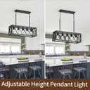KEESFU Black Farmhouse Kitchen Island Lighting, 5 Lights Pendant Lighting Fixtures, Adjustable Height, Industrial Dining Room Light for Living Room Foyer Dining Table Over Sink (No Lamps)