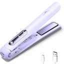 Cordless Hair Straightener, Portable Flat Iron and Curler 2 in 1, Fast Heat, Type-C Rechargeable, for Travel/Home (Purple)