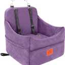 Dog Car Seat for Small/Medium Dogs, Dog Booster Car Seats with Thick Cushion for Dogs Under 35lbs, Detachable Washable Pet Carseat with Storage Pockets, 2 Safety Belts(Purple)