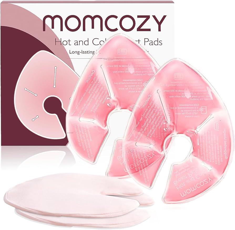 Momcozy Large Thermal Breast Pads, Cold/Hot Breast Pads with 2 Soft Sleeves, Nursing Accessory, Pack of 2, Pink