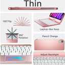 BABG Keyboard Case for iPad Mini 7 (A17 Pro, 2024) & Mini 6 (8.3 Inch) - 360 Rotatable & 180 Flip Stand with Multi-Touch Trackpad, 7-Color Backlit Wireless Keyboard Cover, Rechargeable Battery, Pink