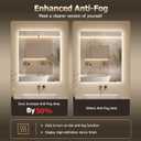 40"X30" LED Bathroom Mirror with Lights, Anti-Fog, Backlit Lit with CRI>90 | Lighted Bathroom Vanity Mirror for Wall, Memory Function, Tempered Glass, 3 Colors Frameless Lighted Mirror for Bathroom