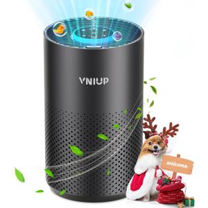 Air Purifiers for Bedroom Home up to 800 ft, Vniup H14 True HEPA Room Air Purifiers for Bedroom, with Fragrance Function Sleep Mode& Light Mode Air Cleaner for Pet Dander Odor Dust Smoke (Middle, Black)