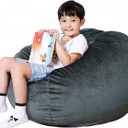 Lukeight Stuffed Animal Storage Bean Bag Chair Cover (No Filling) for Kids, Zipper Beanbag Chair Cover for Organizing Toddler and Kids' Rooms Plush Toys (Dark Gray Velvet, XX-Large)