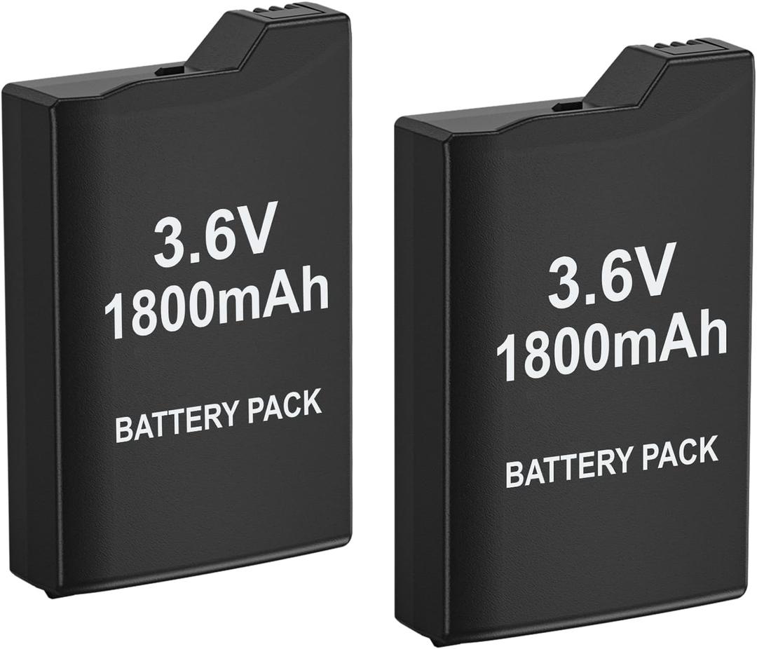 2PCS Battery for PSP, 3.6v 1800mAh Rechargeable Replacement Batteries Replacement for Sony PSP 1000 1001, PSP-110 (1002, 1003, 1004, 1005, 1006, 1007, 1008, 1010), PSP Fat Console