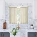 Archaeo Slub Textured Linen Blend Cafe Curtain Pair, 56" x 36", Linen