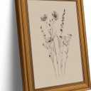 Vintage Gold Framed Canvas Wall Art, Minimalist Floral Poster Artwork, Wildflower Print Picture, Flower Plant Painting Wall Decor, for Living Room, Bedroom, Farmhouse, Home Decoration, 9x11in