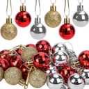 Deloky Mini Christmas Ball Ornaments- 1.2 Inch Xmas Colorful Shatterproof Plastic Decorative Hanging Ball for Christmas Wreath Ornaments and Party Decoration