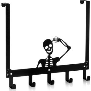 Moxweyeni Skeleton Over The Door Hooks Heavy Duty Organizer Rack for Towel Wall Mount Bathroom Decor Door Hanger Hooks for Hat Coat Cloth Keychain Bag