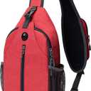 WATERFLY Crossbody Sling Backpack Sling Bag Travel Hiking Chest Bag Daypack (Small, Red)