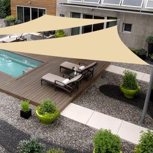 Right Triangle 12' x 12' x 17' Beige Sun Shade Sail Canopy Awning for Patio Backyard Lawn Garden Outdoor Activities Grade UV Block Mesh Netting, We Can Make Custom Sizes