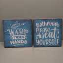 Teal Bathroom Rules Wall Decor Rustic Relax Soak Unwind Wall Art for Bathroom Funny Toilet Signs Pictures Canvas Prints Artwork Master Guest Washroom Restroom Laundry Room Home Decorations 12x12 4P
