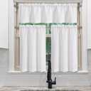 Chyhomenyc White Curtains 30 Inch Length, Faux Linen Textured Small Cafe Curtain, Light Filtering Short Curtains for Bathroom Curtain Window, 30x30 Inch, 2PCS