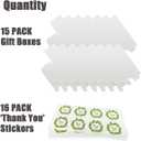Frantis White Gift Boxes, 15 Pack 6x6x6 inch Small Gift Boxes with Lids for Weddings, Christmas, Valentine's, Ornaments, Bridesmaid Boxes Easy to Assemble Includes 16 Thank You Stickers