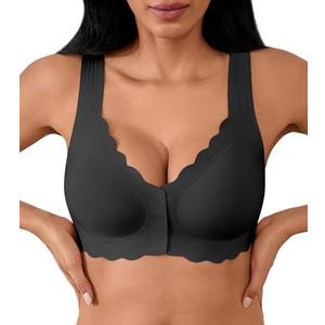 Front Closure Bras for Women Seamless Wireless Push Up Bra No Underwire Full Coverage Comfort Bras Mastectomy Bralettes, XL