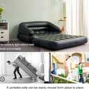 Inflatable Sofa Bed for Camping, Pool Float Couch Outdoor Mattress Bed with Armrest, Full Size, Black
