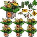 6 Set Dinosaur Park Party Table Centerpieces Include 6 Dinosaur Boxes Centerpiece 48 Sticks Table Toppers Photo Booth Props with Paper 36 Tropical Artificial Plants for Birthday Decorations