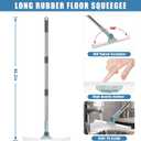 Flat Mop and Bucket Set with Floor Squeegee, Heavy Duty Scrub Brush, 2 Washable Reusable Microfiber Pads, for Tile Hardwood, Wall Cleaning, Home Indoor or Outdoor Cleaning (White-Gray)