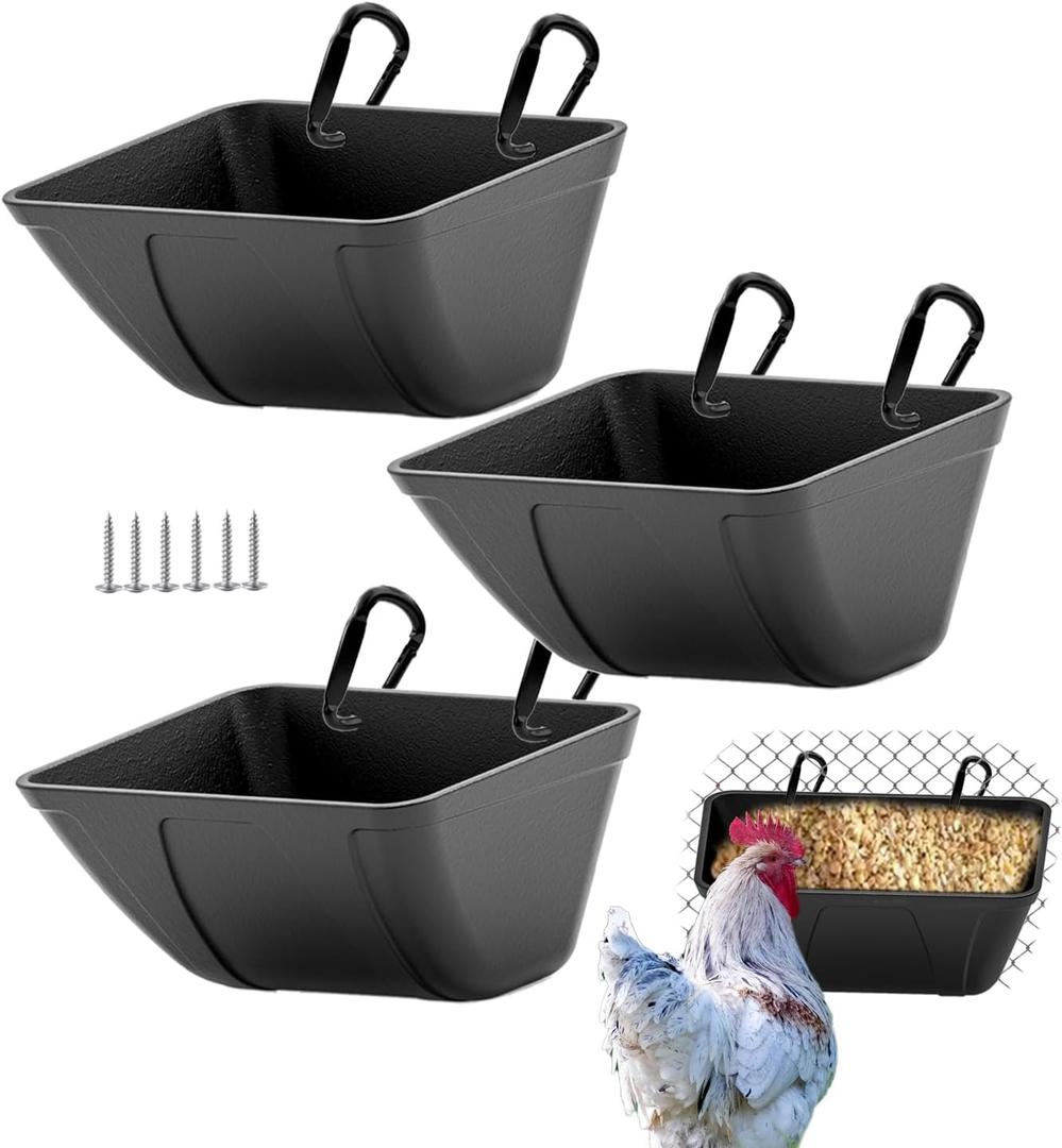 Hanging Chicken Feeder Trough for Goat Sheep Deer Poultry Duck Chicken Fence Feeder Livestock Feeding Container Goats Supplies Feeders Waterer Bucket (Black) Hanging Chicken Feeder Trough for Goat Sheep Deer Poultry Duck Chicken Fence Feeder Livestock Feeding Container Goats Supplies Feeders Waterer Bucket (Black)