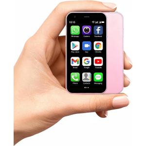 Mini Phone, 2GB +32GB Android Dual Camera Dual SIM, 3.0 Inch Mini Smartphone Unlocked, Face lD/WiFi/Bluetooth, Palm Phone for Kids, Student Pocket Cellphone (Pink)
