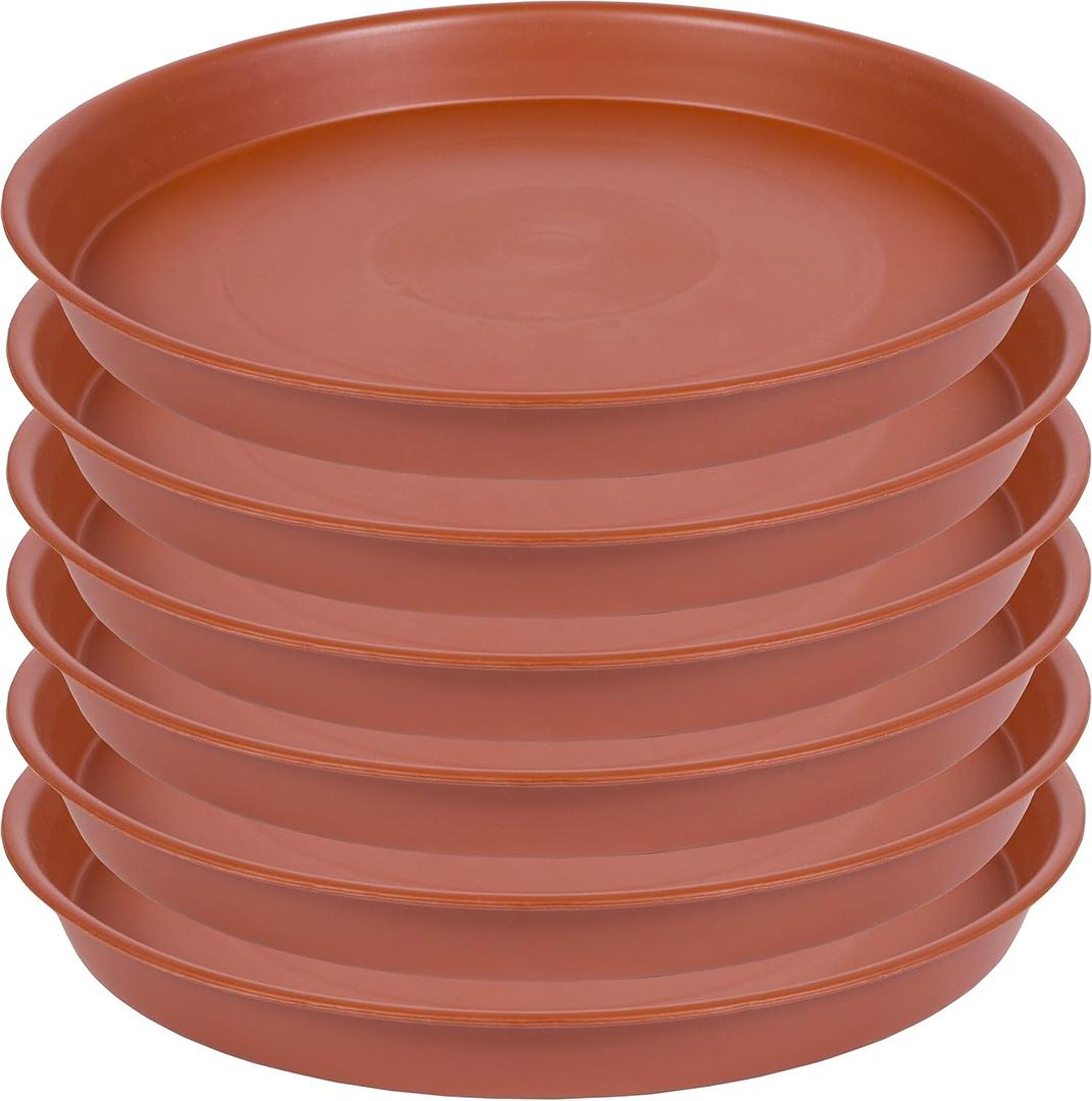 4 Pack of 6 inch Plant Saucer, 6  inch Plant Saucers, Heavy Duty Plastic Plant Water Tray, Planter Drip Trays for Pot, Flower Saucers for Indoors (6 inch, Terracotta)