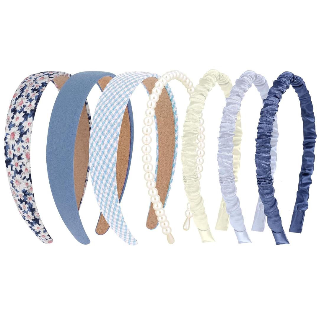Giantree 7 Pack Headbands for Women Girls, Non Slip Floral Padded Headbands, Cute Pearl Headband for Girls Vintage Wide Headband