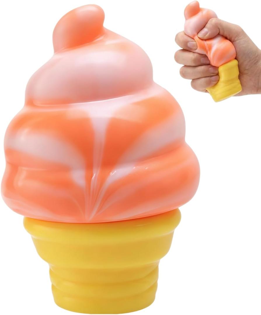 Ice Cream Squishy, Ice Cream Cone Squishy Squeeze Toy, Slow Rising Fidget Toy for Anxiety Relief Everyone, Party Favors Summer Sensory Stress Relief, Birthday Gift