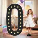 4FT Light Up Numbers,Black Giant Marquee Number Big Mosaic Number 0,Pre-Cut Foam Board Set Can Be Used for Birthdays,Weddings,Baby Anniversaries