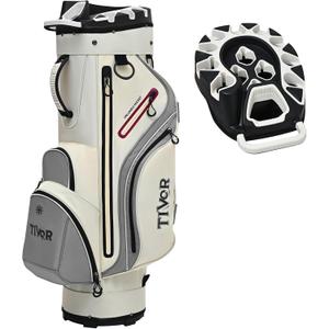14-Way T-Lock Golf Cart Bag with Anti-Rattle Full-Length Dividers 9 Pockets with Cooler Storage,Cart Strap Pass-Through,Detachable Shoulder Strap & Rain Hood Included, Lightweight Golf Bag