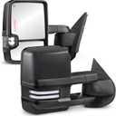 MOSTPLUS Power Heated Towing Mirrors Compatible with 2008-2013 Chevy Silverado Suburban Tahoe GMC Serria Yukon w/Sequential Turn light, Clearance Lamp, White Running Light(Set of 2)-Black