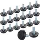 uxcell 30Pcs Adjustable Furniture Feet, M6-18 Thread Galvanized Iron Screw Foot Levelers Screw on Furniture Glide Leveling for Table, Chair, Furniture Legs (Black)