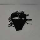 TASHEHE Women's Triangle String Bikini Set Sexy Tie Side Two Piece Swimsuit Cute Halter Bathing Suit (Black)