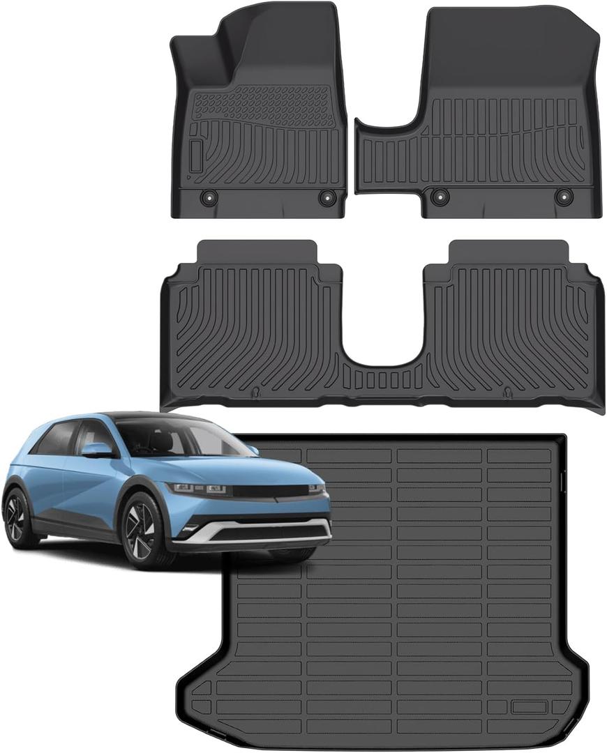 for Hyundai ioniq 5 Floor Mats 2025-2026(Limited Models)(with Sliding Console), TPE Automotive All Weather Custom Car Floor Mats Cargo Liner Full Set for Hyundai ioniq 5 Accessories 2025-2026