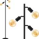 BoostArea Floor Lamp, Industrial Floor Lamp, Modern Tree Standing Lamp with Adjustable 3 Light, E26 Socket, Foot Switch, Minimalist Metal Stand Up Lamp Pole Lamps for Living Room, Bedroom (No Bulbs)