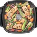 Starfrit The Rock Electric Skillet - 12" x 12" - Rock.Tec Non-Stick Cooking Surface - Tempered Glass Lid - 1200W