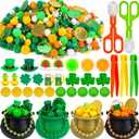 289 Pcs St. Patrick's Day Classroom Fine Motor Skills Activity Set - Includes Tweezers, Scissors, Pom Poms, Shamrock Coins for Sorting, Counting & Educational Manipulatives
