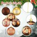 17 Pcs Brown Christmas Tree Decorations Set Large Velvet Wreath Bow 16 Christmas Ball Ornaments Holiday Tree Topper Bows Stripe Dot Hanging Ball for Party Staircase Fireplace