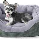INVENHO Small Dog Bed Washable Orthopedic Calming Warming Durable Pet Bed with Anti-Slip Bottom (S (20"x19"x6"), Green)