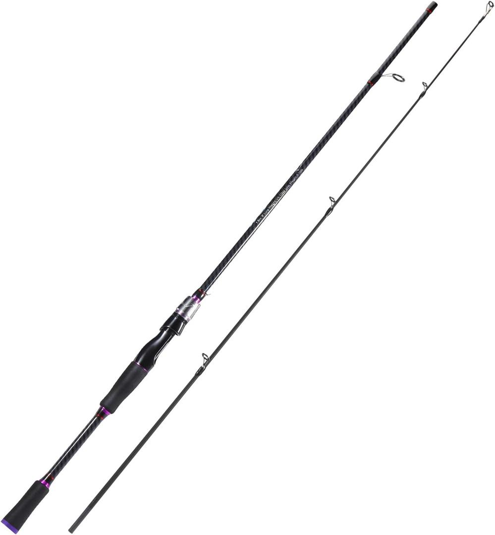 Sougayilang Fishing Rod 24-Ton Carbon&Glass Fiber Composite Spinning and Casting Rod, 2 Piece for Bass Trout Crappie Travel Fishing- 6'0"